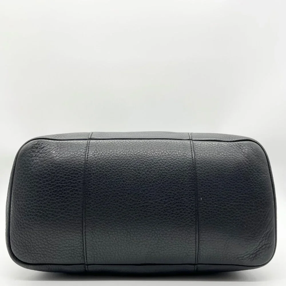 Tory Burch Black Pebbled Leather Carter Chain Tote Bag